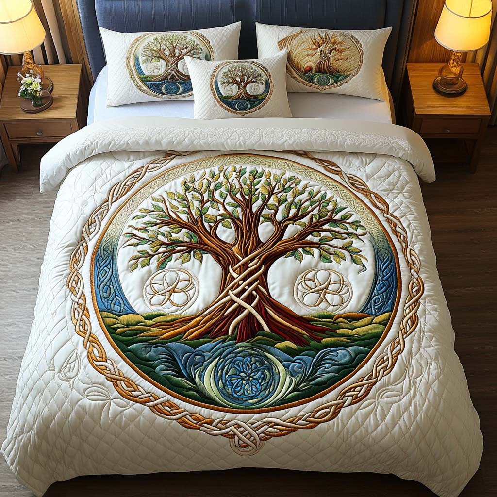 Nature Wisdom Quilted Bedding Set Duvet Cover Merch Tree Of Life Gifts For Family