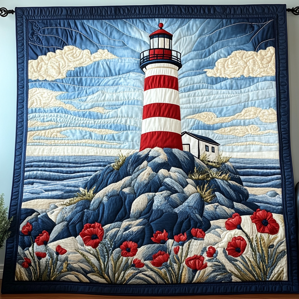 Nautical Glow Quilted Blanket Cute Colorful Blanket Christmas Unique Lighthouse Gifts Nautical Glow Quilted Blanket Cute Colorful Blanket Christmas Unique Lighthouse Gifts