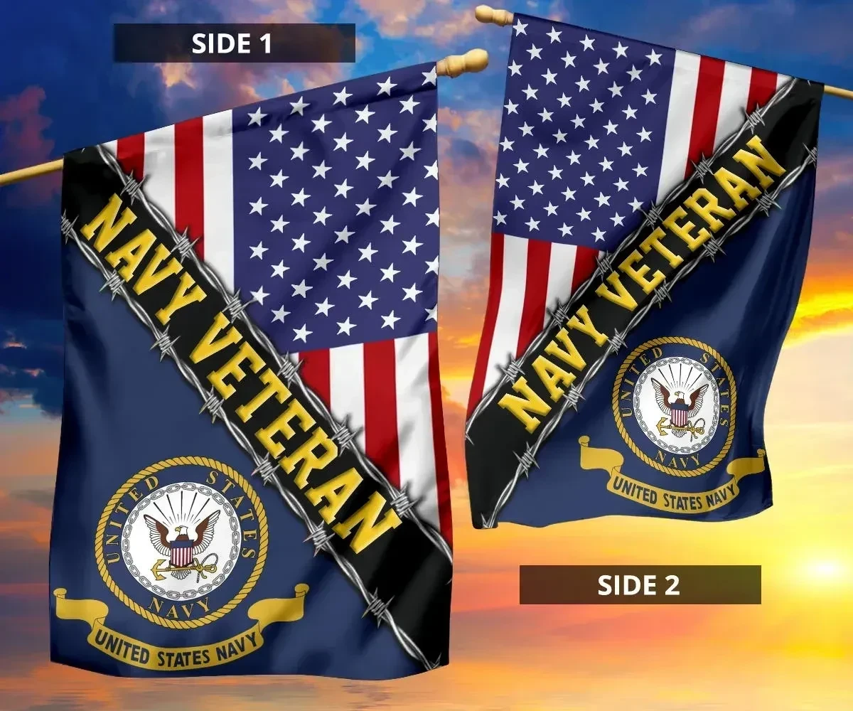 Navy Veteran Flag With American Flag Navy Logo Proud Veteran Patriotic Flag Navy Veteran Flag With American Flag Navy Logo Proud Veteran Patriotic Flag