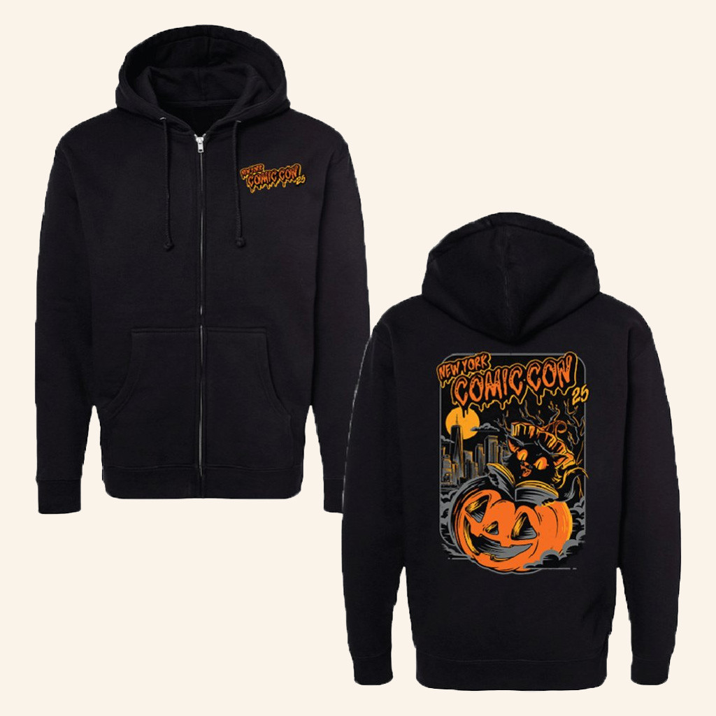 New York Comic Con Merch Halloween Logo Zip Hoodie Spooky Gifts For Him