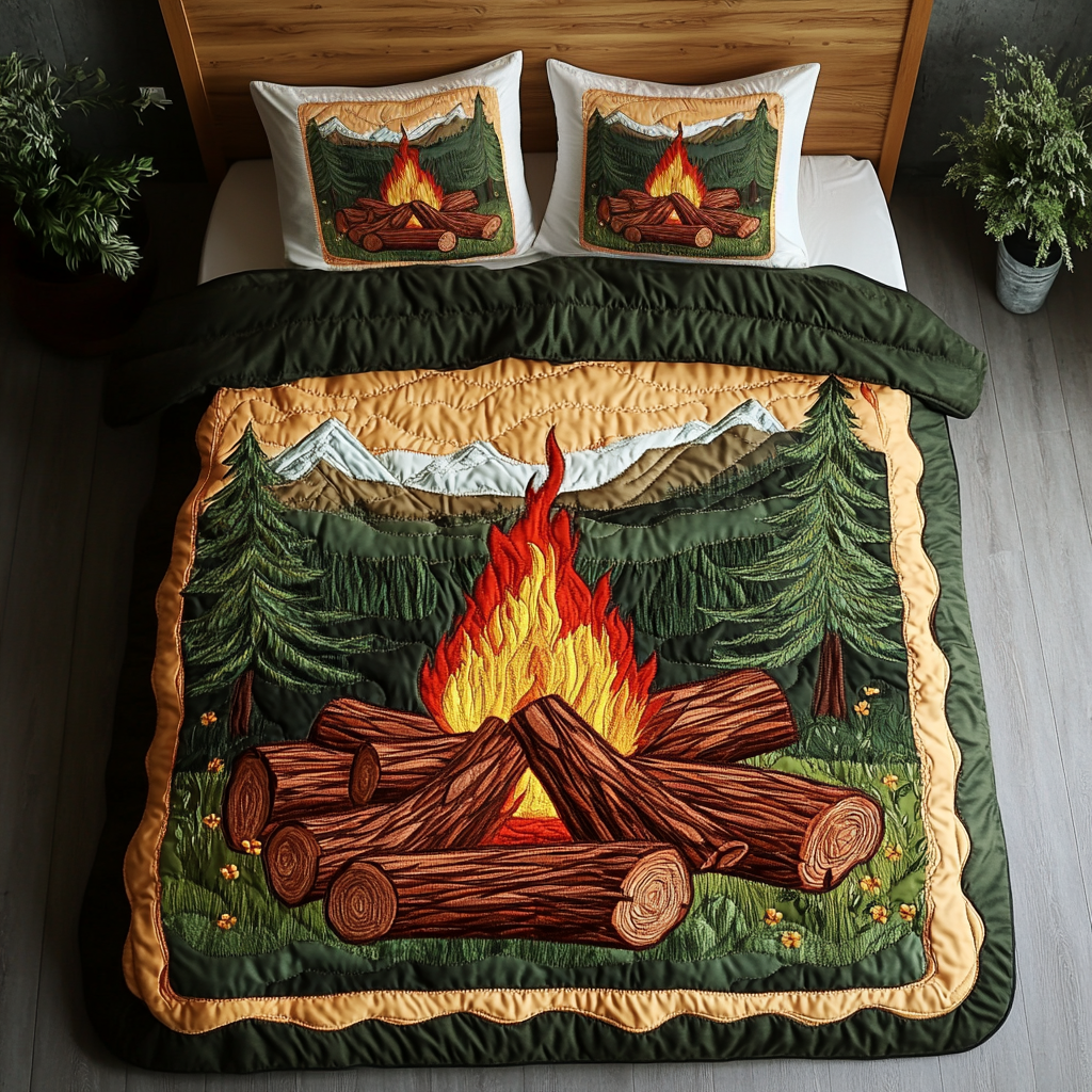 Night Blaze Quilted Bedding Set Duvet Cover Bed Sheet Set Camping Gifts Fathers Day Night Blaze Quilted Bedding Set Duvet Cover Bed Sheet Set Camping Gifts Fathers Day