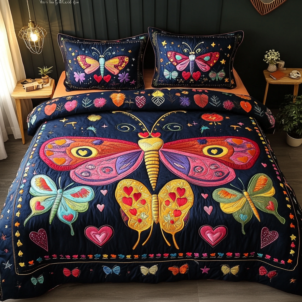 Night Bloom Quilted Bedding Set Duvet Cover Bedspreads Best Butterfly Lover Gifts For Her Night Bloom Quilted Bedding Set Duvet Cover Bedspreads Best Butterfly Lover Gifts For Her