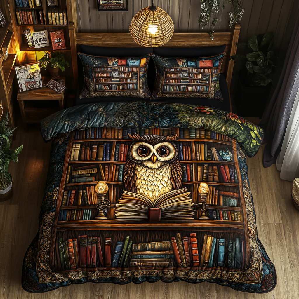 Night Watch Quilted Bedding Set Duvet Cover Bed Sheet Set Owl Merchandise Items Night Watch Quilted Bedding Set Duvet Cover Bed Sheet Set Owl Merchandise Items