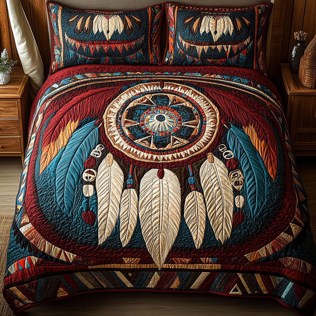 Nighttime Guard Quilted Bedding Set Duvet Cover Merch Native American Presents