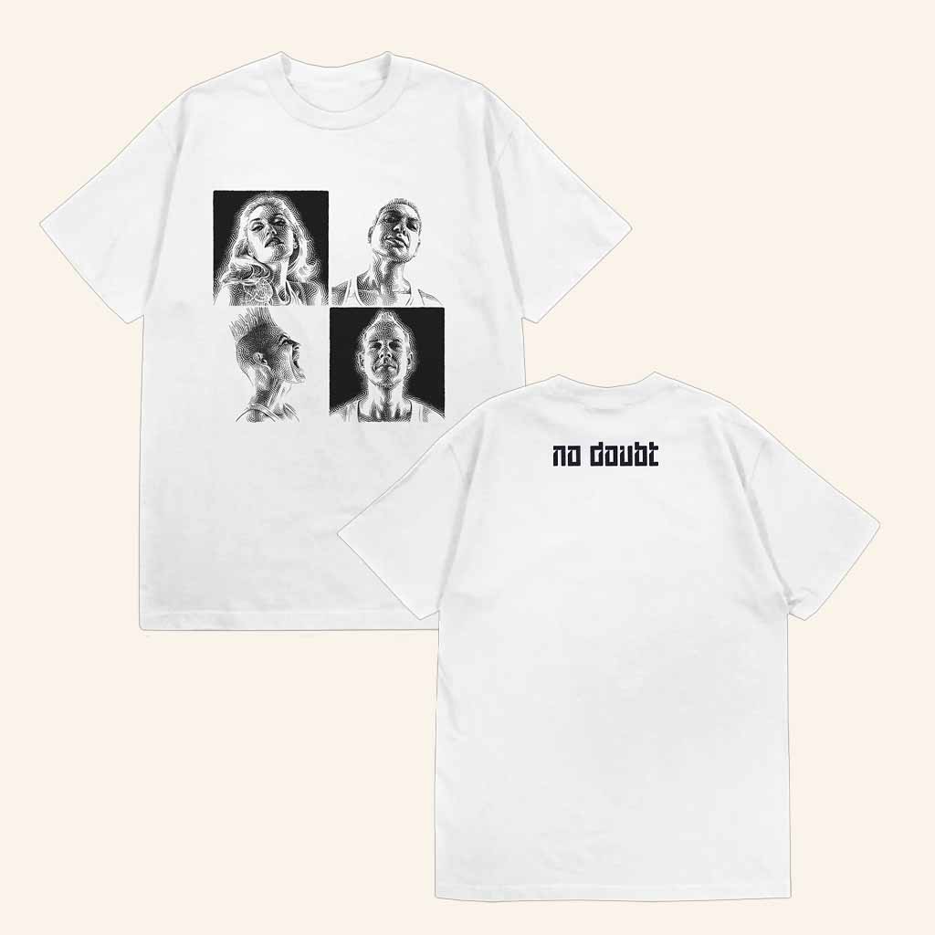 No Doubt Merch Face Mazes White T-Shirt Unique Gifts For Music Lovers No Doubt Merch Face Mazes White T-Shirt Unique Gifts For Music Lovers