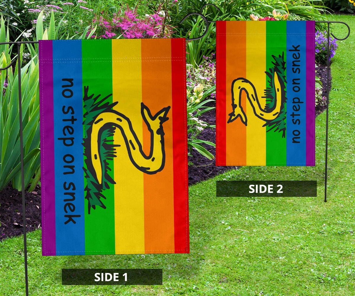 No Step On Snek Flag Gadsden Flag LGBT Pride Color Yellow Flag With Snake No Step On Snek Flag Gadsden Flag LGBT Pride Color Yellow Flag With Snake