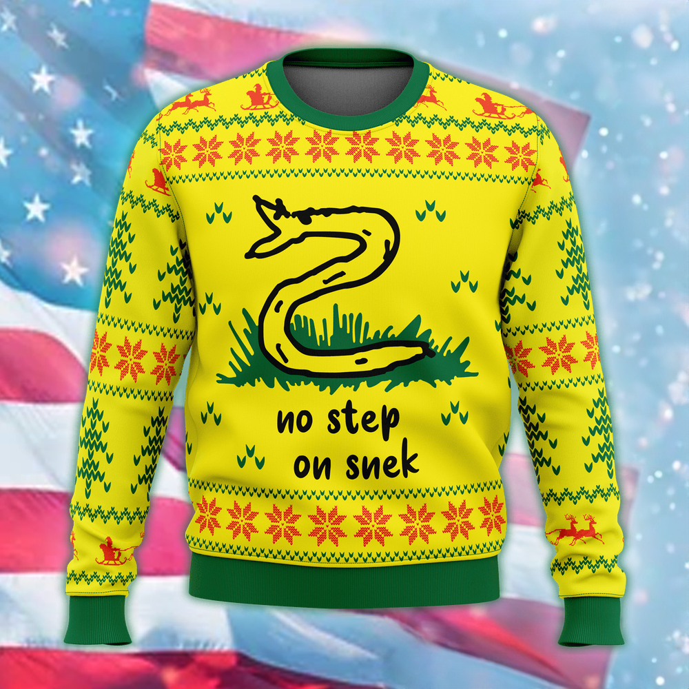 No Step On Snek Ugly Christmas Sweater Pro Gun Rights Don't Treat On Me Sweater For Xmas No Step On Snek Ugly Christmas Sweater Pro Gun Rights Don't Treat On Me Sweater For Xmas