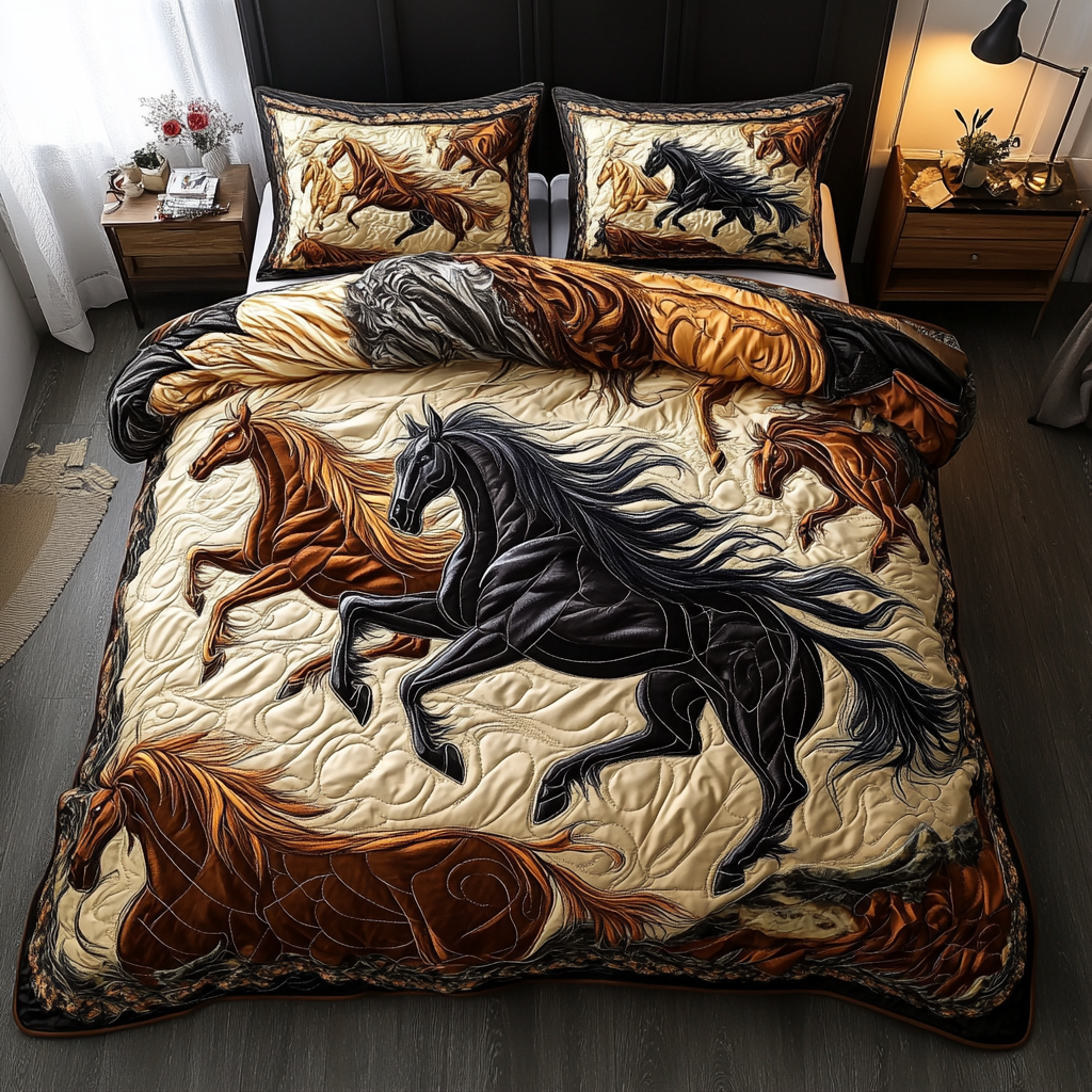 Noble Horse Quilted Bedding Set Duvet Cover Merch Horse Related Gift Ideas Noble Horse Quilted Bedding Set Duvet Cover Merch Horse Related Gift Ideas
