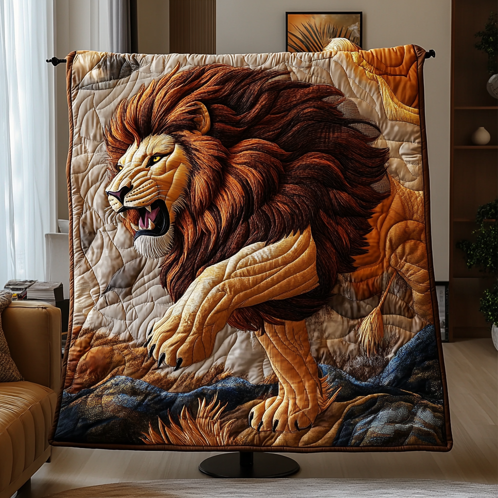 Noble King Quilted Blanket Sofa Throw Blanket Great Lion Gifts For Him