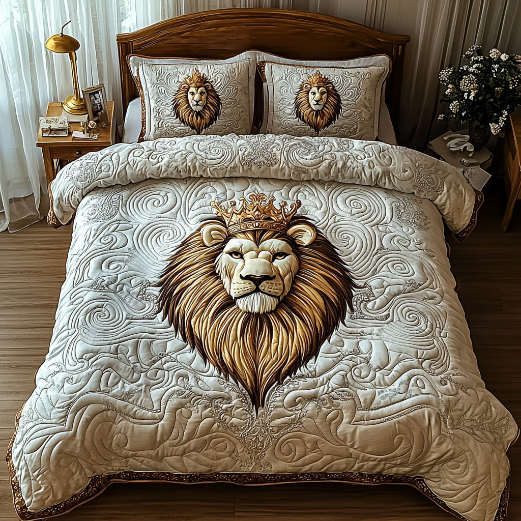 Noble Lion Quilted Bedding Set Duvet Cover Merch Lion Gifts For Him Noble Lion Quilted Bedding Set Duvet Cover Merch Lion Gifts For Him