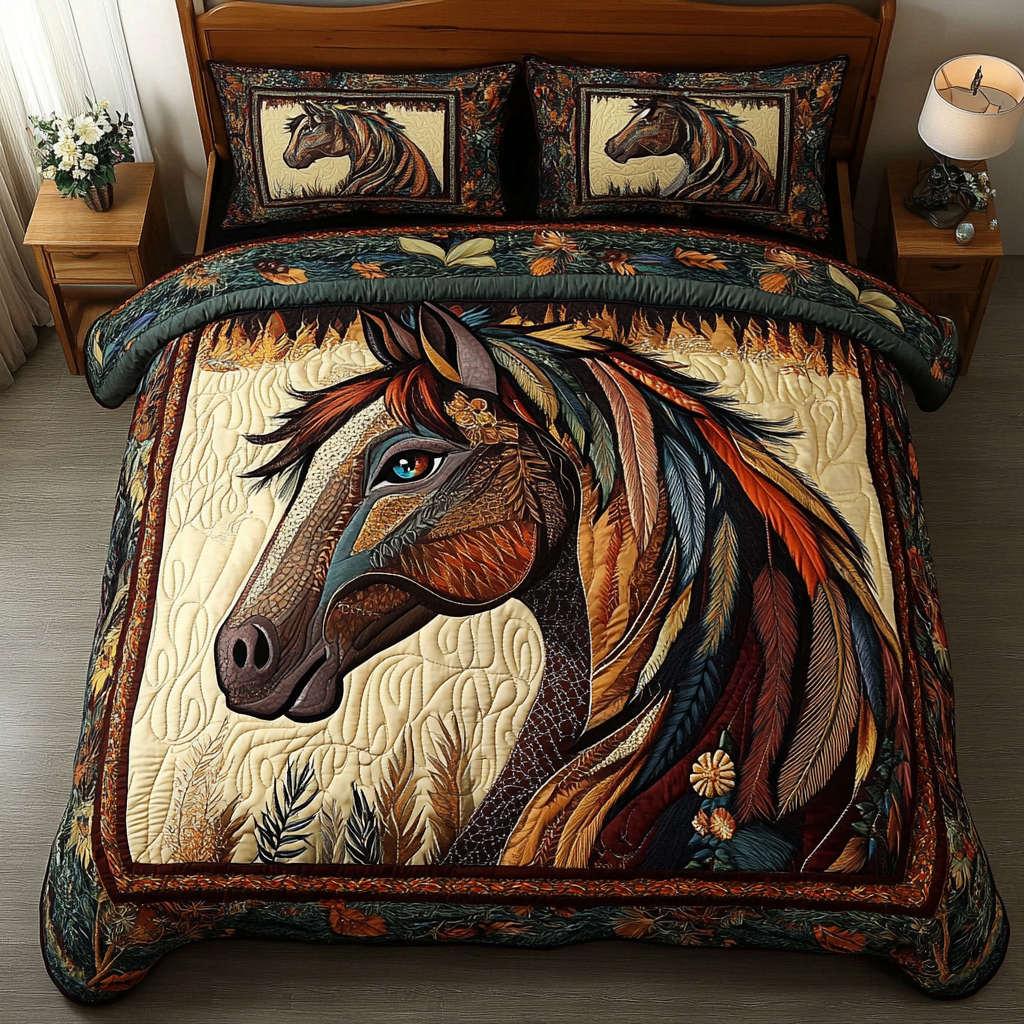 Noble Steed Quilted Bedding Set Duvet Cover Bed Sheet Set Gifts For Teenage Horse Lovers Noble Steed Quilted Bedding Set Duvet Cover Bed Sheet Set Gifts For Teenage Horse Lovers