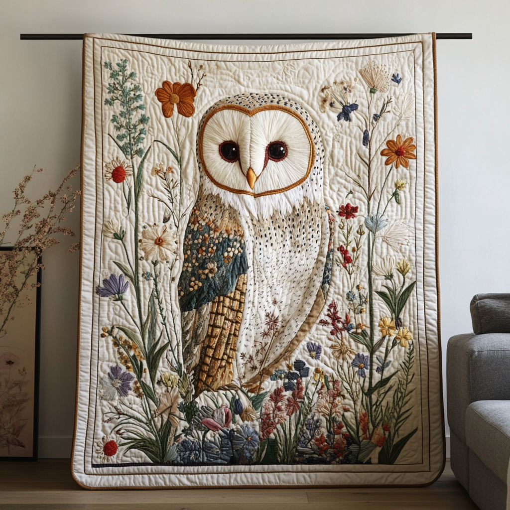 Nocturnal Wings Quilted Blanket Cute Colorful Blanket Owl Themed Gifts Nocturnal Wings Quilted Blanket Cute Colorful Blanket Owl Themed Gifts