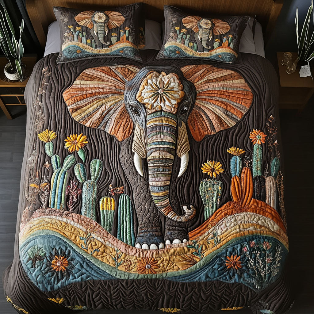Nomadic Elephant Quilted Bedding Set Duvet Cover Merch Cactus Themed Gifts Nomadic Elephant Quilted Bedding Set Duvet Cover Merch Cactus Themed Gifts