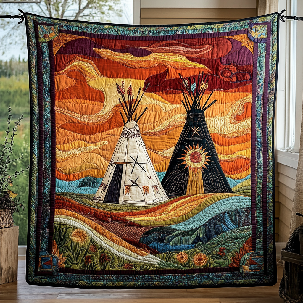 Nomadic Nights Quilted Blanket Cute Colorful Blanket Teepee Native American Gifts Nomadic Nights Quilted Blanket Cute Colorful Blanket Teepee Native American Gifts