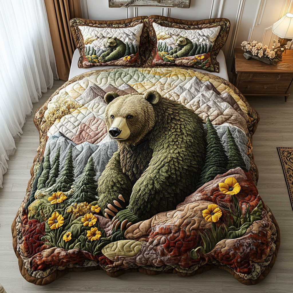 Northern Strength Quilted Bedding Set Duvet Cover Bedspread Bear Theme Gifts Items Northern Strength Quilted Bedding Set Duvet Cover Bedspread Bear Theme Gifts Items