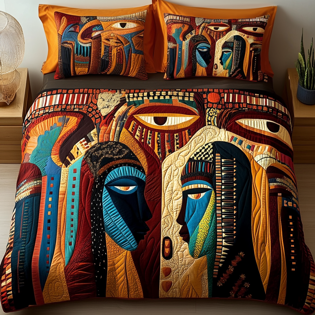Nubian Queen Quilted Bedding Set Duvet Cover Bedspreads Native American Wedding Gifts