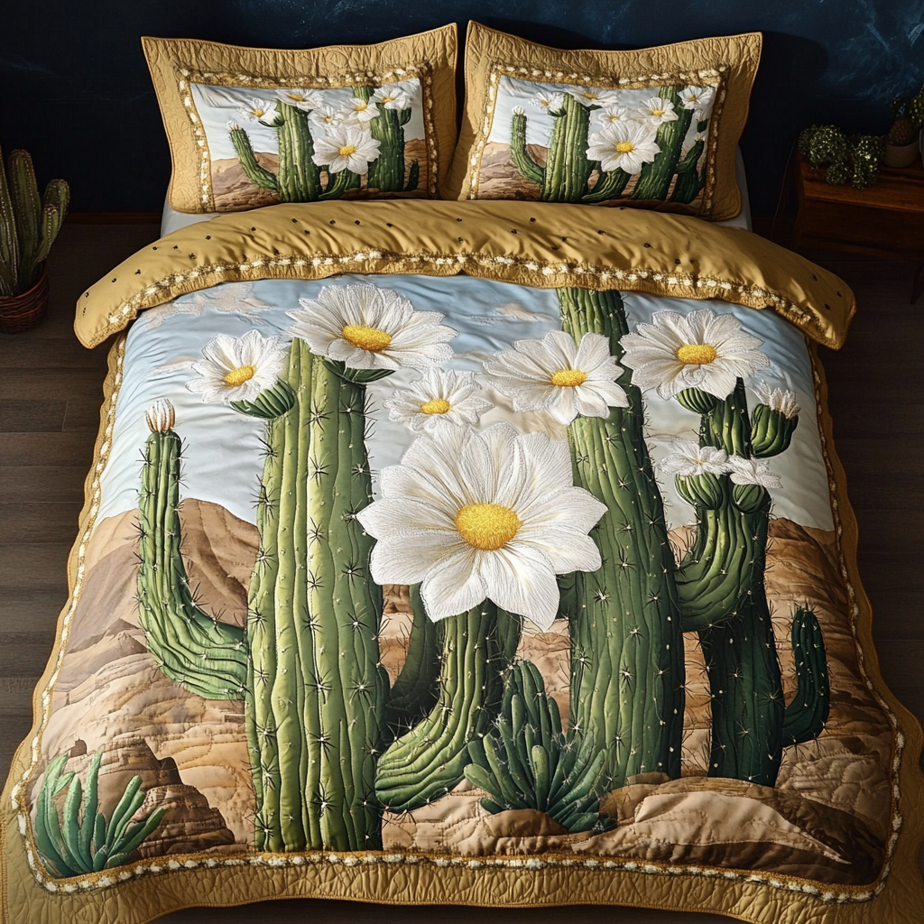 Oasis Flower Quilted Bedding Set Duvet Cover Bedspread Christmas Cactus Gift Oasis Flower Quilted Bedding Set Duvet Cover Bedspread Christmas Cactus Gift