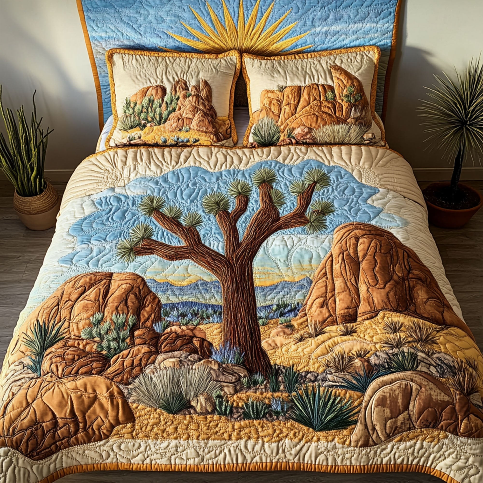 Oasis of Joshua Quilted Bedding Set Duvet Cover Bedspread Christmas Gift From Grandma Oasis of Joshua Quilted Bedding Set Duvet Cover Bedspread Christmas Gift From Grandma