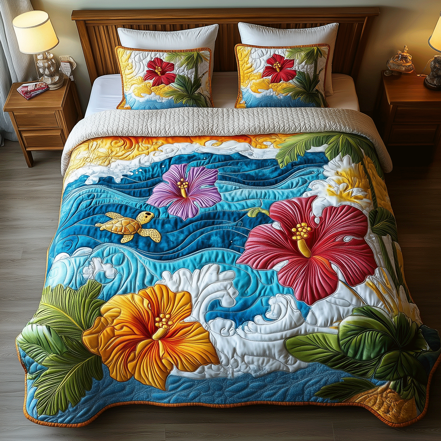 Ocean Bloom Quilted Bedding Set Duvet Cover Bedspread Christmas Gifts For Ocean Lovers Ocean Bloom Quilted Bedding Set Duvet Cover Bedspread Christmas Gifts For Ocean Lovers