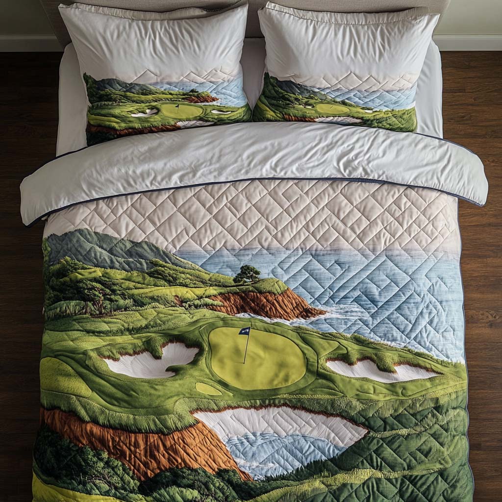 Ocean Bluff Golf Course Quilted Bedding Set Duvet Cover Merch Great Golf Gifts For Guys Ocean Bluff Golf Course Quilted Bedding Set Duvet Cover Merch Great Golf Gifts For Guys