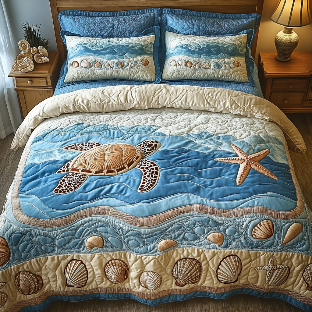 Ocean Breeze Quilted Bedding Set Duvet Cover Bed Sheet Set Beach Christmas Gifts Ocean Breeze Quilted Bedding Set Duvet Cover Bed Sheet Set Beach Christmas Gifts
