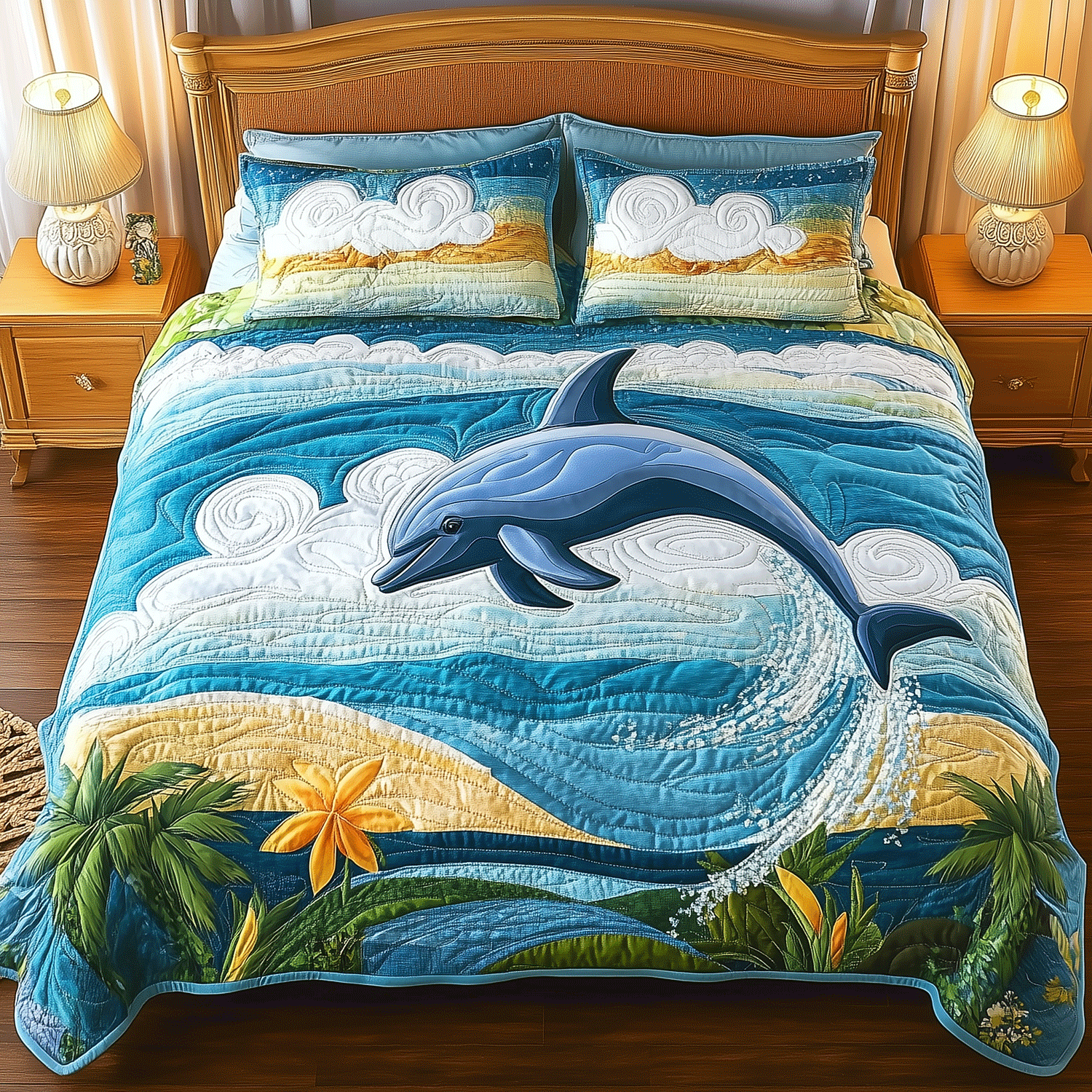 Ocean Dolphin Quilted Bedding Set Duvet Cover Bedspread Best Gifts For Dolphin Owners Ocean Dolphin Quilted Bedding Set Duvet Cover Bedspread Best Gifts For Dolphin Owners