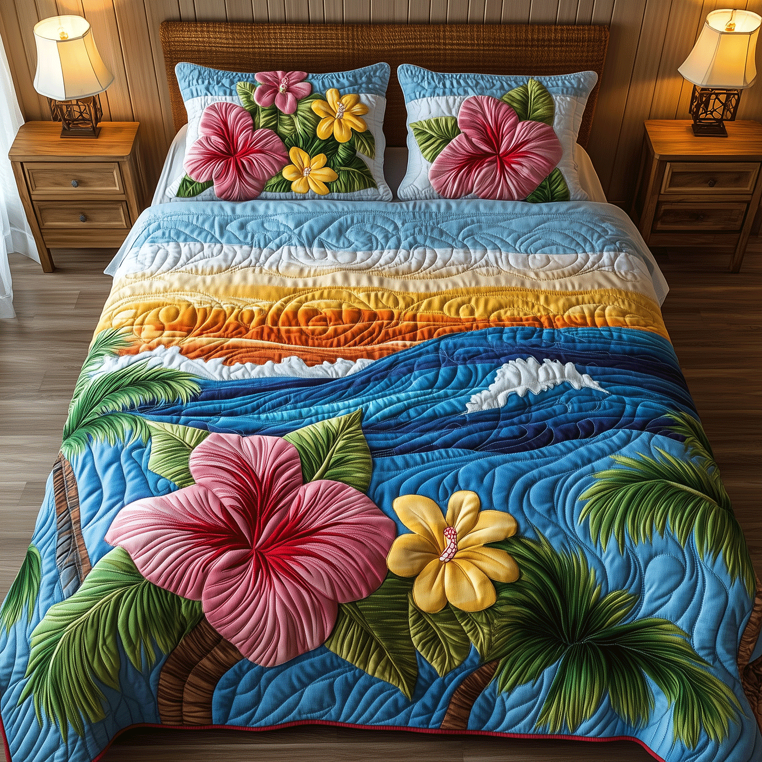 Ocean Escape Quilted Bedding Set Duvet Cover Bedspread Best Gifts For Beach Lovers