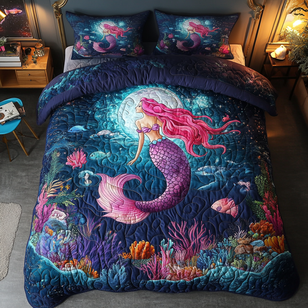 Ocean Mermaid Quilted Bedding Set Duvet Cover Bedspreads Mermaid Themed Gifts For Adults Ocean Mermaid Quilted Bedding Set Duvet Cover Bedspreads Mermaid Themed Gifts For Adults
