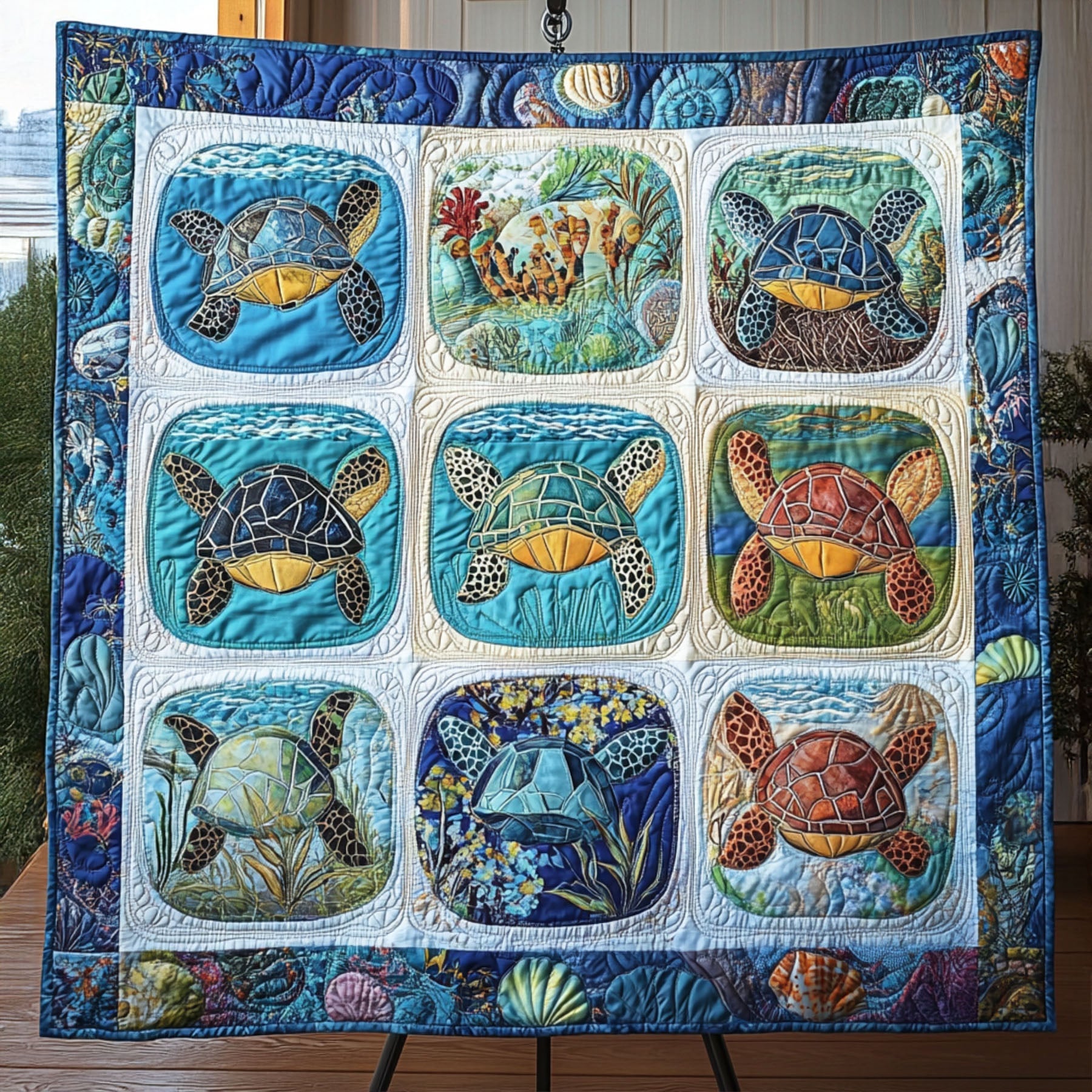 Ocean Odyssey Quilted Blanket Cute Colorful Blanket Sea Turtle Themed Gifts Ocean Odyssey Quilted Blanket Cute Colorful Blanket Sea Turtle Themed Gifts