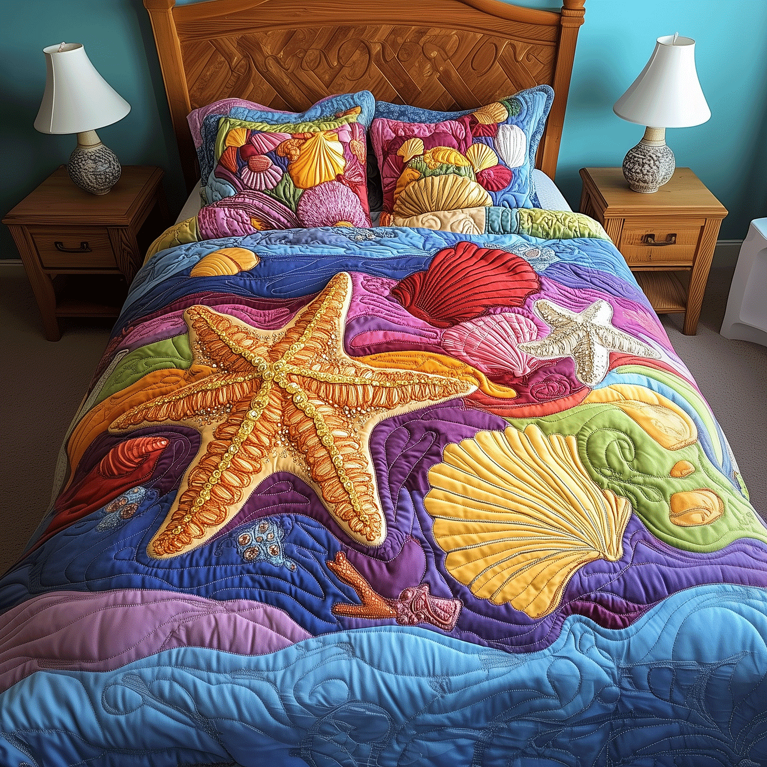 Ocean Paradise Quilted Bedding Set Duvet Cover Bedspread Presents For Beach Lovers Ocean Paradise Quilted Bedding Set Duvet Cover Bedspread Presents For Beach Lovers