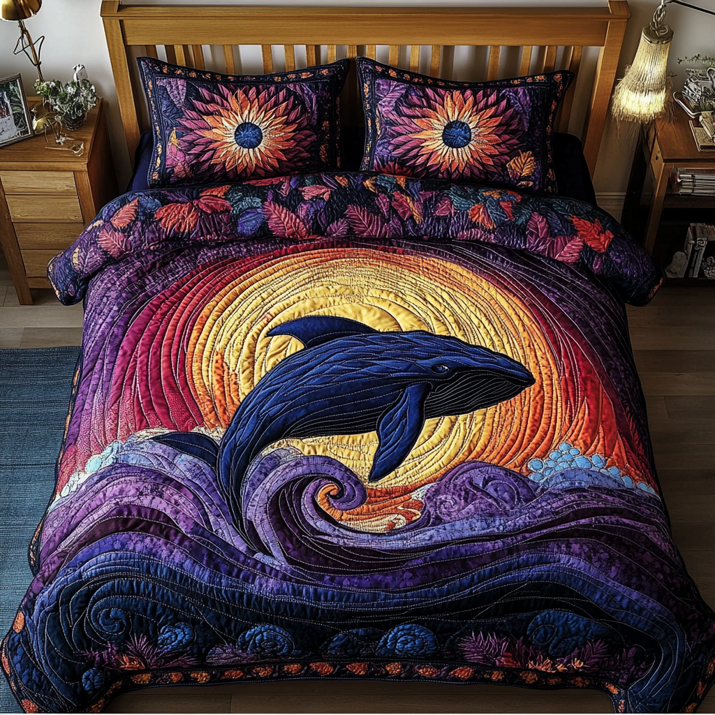 Ocean Whale Quilted Bedding Set Duvet Cover Merch Whale Lovers Gifts For Him Ocean Whale Quilted Bedding Set Duvet Cover Merch Whale Lovers Gifts For Him