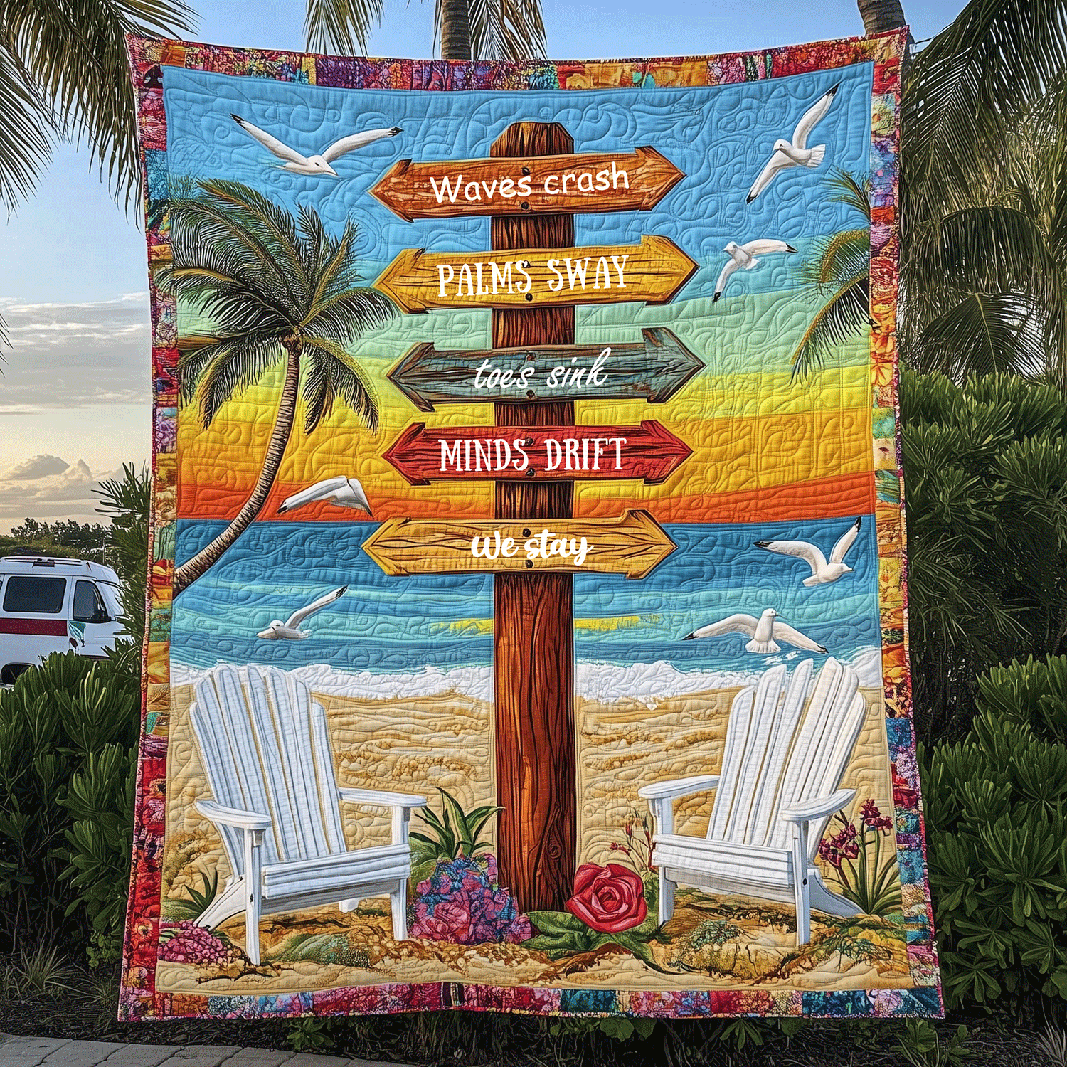 Oceanfront Guide Quilted Blanket Cute Throw Blanket Beach Gifts For Women Oceanfront Guide Quilted Blanket Cute Throw Blanket Beach Gifts For Women