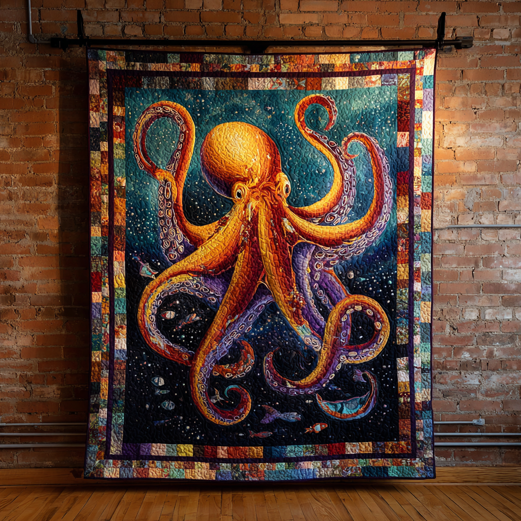 Octopus Spirit Quilted Blanket Cute Colorful Blanket Cool Octopus Gifts Octopus Spirit Quilted Blanket Cute Colorful Blanket Cool Octopus Gifts