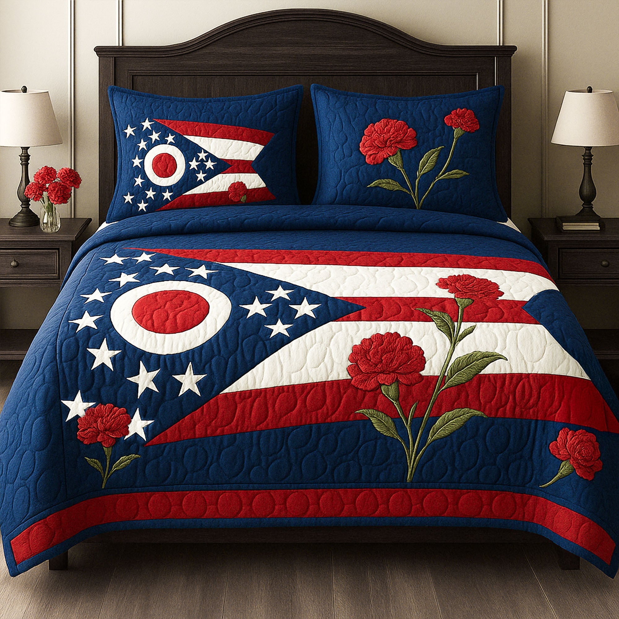 Ohio Flag of Flowers Quilted Bedding Set Duvet Cover Bedspread Unique Brother Gifts Ohio Flag of Flowers Quilted Bedding Set Duvet Cover Bedspread Unique Brother Gifts