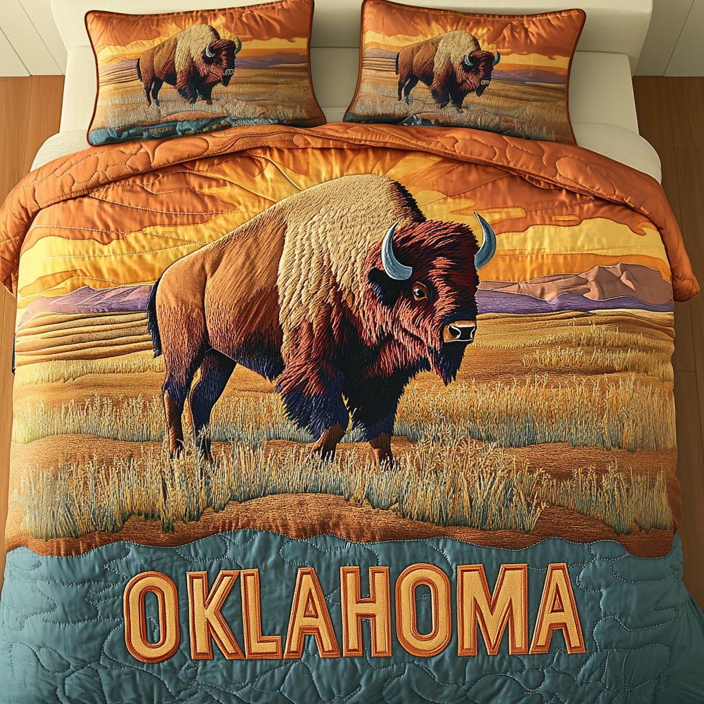 Oklahoma Bison Dreams Quilted Bedding Set Duvet Cover Bedspread Best Bison Related Gifts Oklahoma Bison Dreams Quilted Bedding Set Duvet Cover Bedspread Best Bison Related Gifts