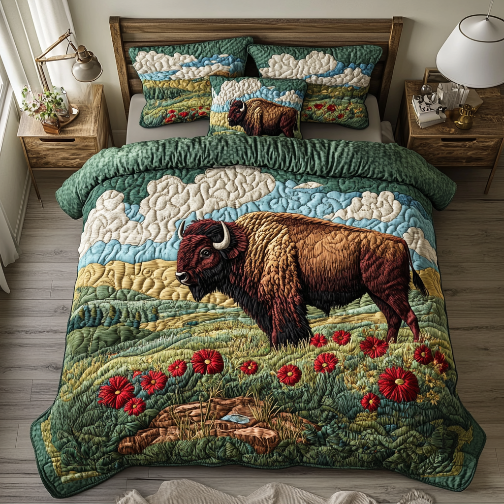 Oklahoma Buffalo Spirit Quilted Bedding Set Duvet Cover Bedspread Bison Themed Gift Items Oklahoma Buffalo Spirit Quilted Bedding Set Duvet Cover Bedspread Bison Themed Gift Items
