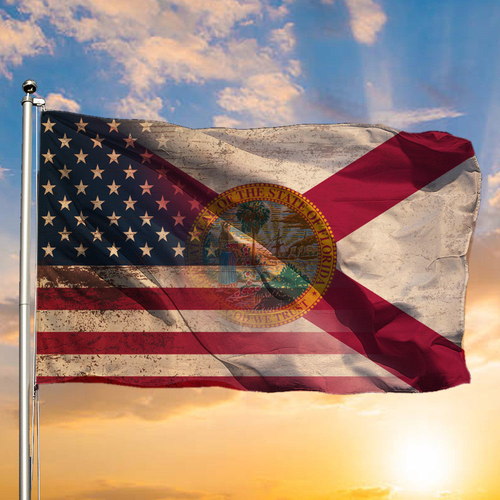 Old American And Florida Flag Patriotic Garden Flags Decorations For Outside Old American And Florida Flag Patriotic Garden Flags Decorations For Outside
