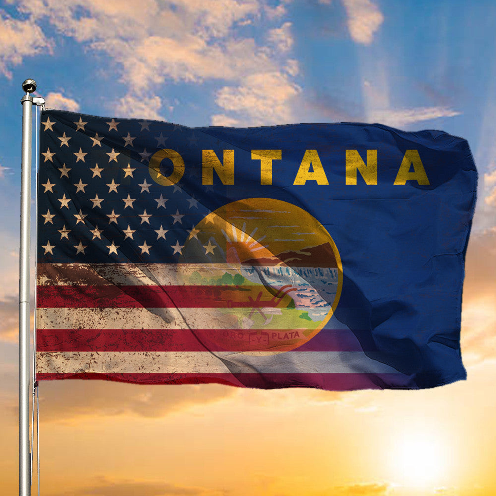Old American And Montana Flag Patriotic Yard Flags Home Decoration Old American And Montana Flag Patriotic Yard Flags Home Decoration