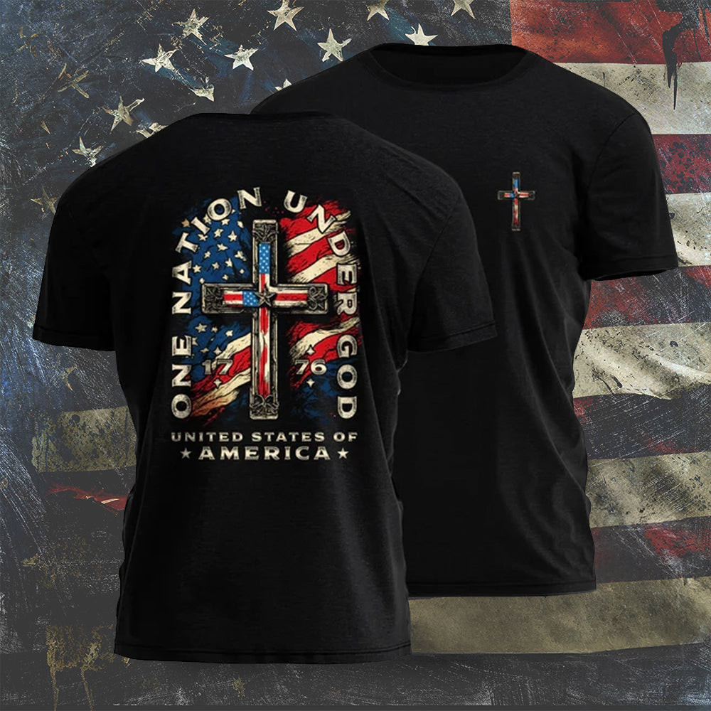 One Nation Under God Shirt American Flag Cross Christian T-Shirt Patriotic Clothing One Nation Under God Shirt American Flag Cross Christian T-Shirt Patriotic Clothing