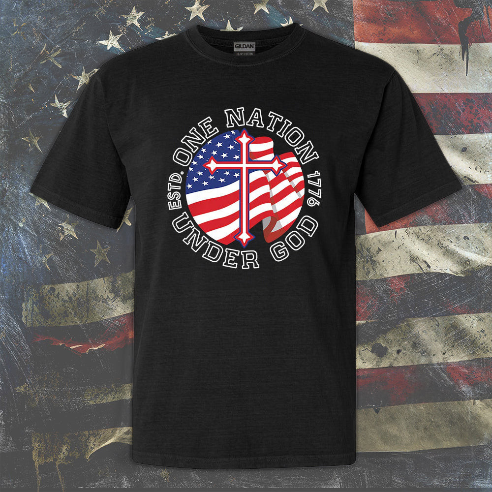 One Nation Under God Shirt Christian Patriotic T-Shirts Gifts For Father One Nation Under God Shirt Christian Patriotic T-Shirts Gifts For Father