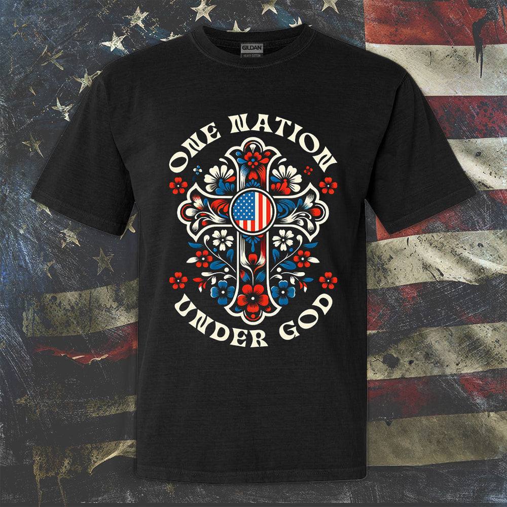 One Nation Under God Shirt Cross Christian Patriotic T-Shirt Gifts For Dad One Nation Under God Shirt Cross Christian Patriotic T-Shirt Gifts For Dad