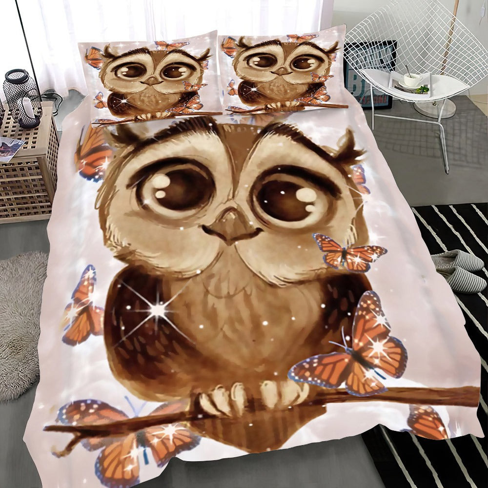 Owl Butterfly Bedding Set Duvet Cover Bed Sheet Set Cute Owl Gifts Owl Butterfly Bedding Set Duvet Cover Bed Sheet Set Cute Owl Gifts