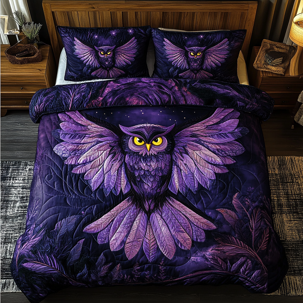 Owl Dream Quilted Bedding Set Duvet Cover Merch Best Owl Gifts Owl Dream Quilted Bedding Set Duvet Cover Merch Best Owl Gifts