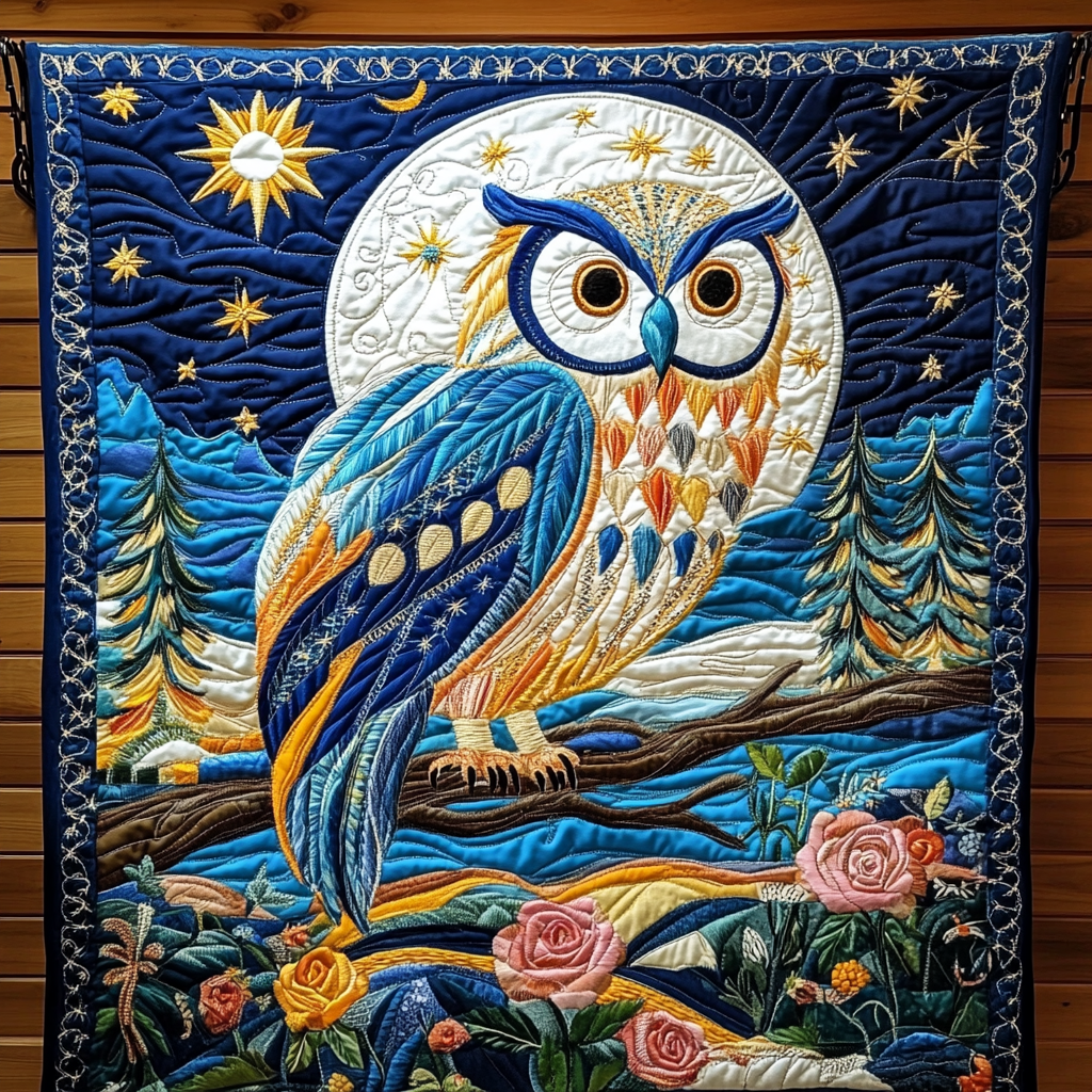 Owl Dreamscape Quilted Blanket Cute Colorful Blanket Cute Owl Themed Gifts Owl Dreamscape Quilted Blanket Cute Colorful Blanket Cute Owl Themed Gifts