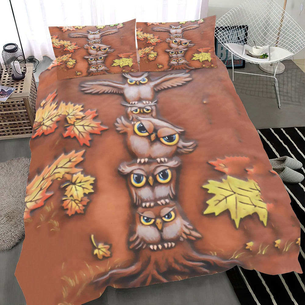 Owl Fall Leaves Bedding Set Owl Duvet Cover Bed Sheet Set Autumn Inspired Gifts Owl Fall Leaves Bedding Set Owl Duvet Cover Bed Sheet Set Autumn Inspired Gifts