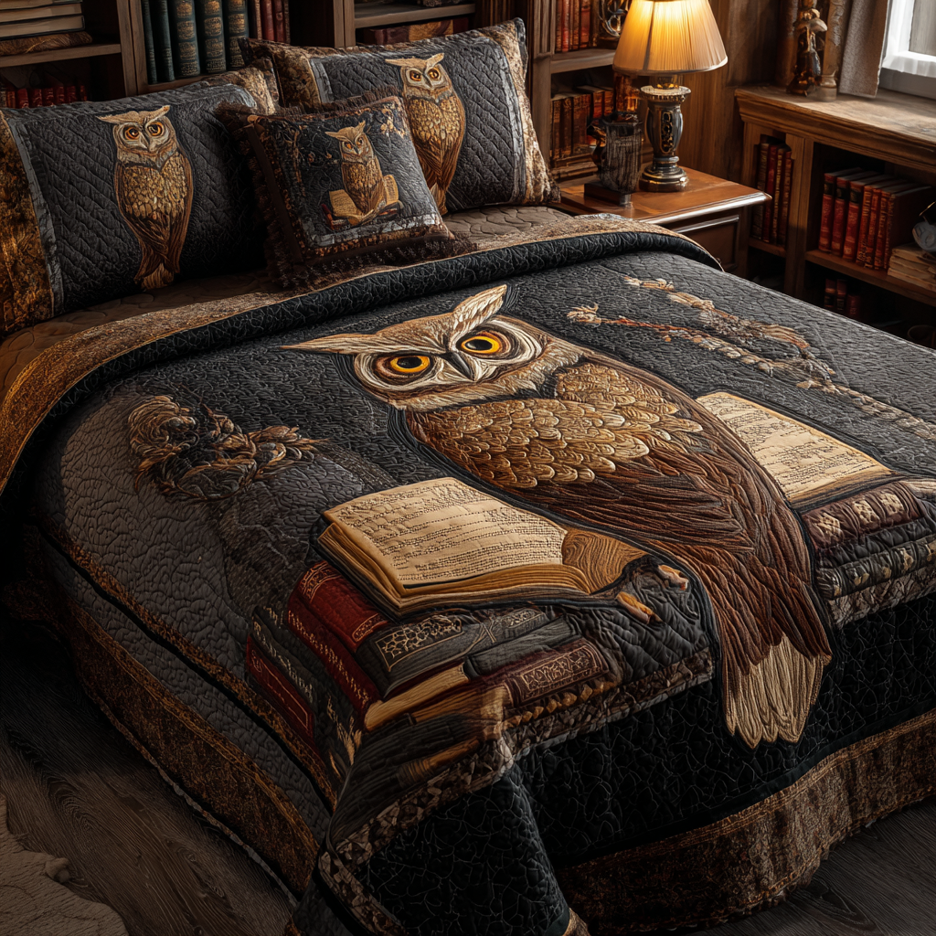 Owl Magic Quilted Bedding Set Duvet Cover Bed Sheet Set Owl Themed Christmas Gifts Owl Magic Quilted Bedding Set Duvet Cover Bed Sheet Set Owl Themed Christmas Gifts