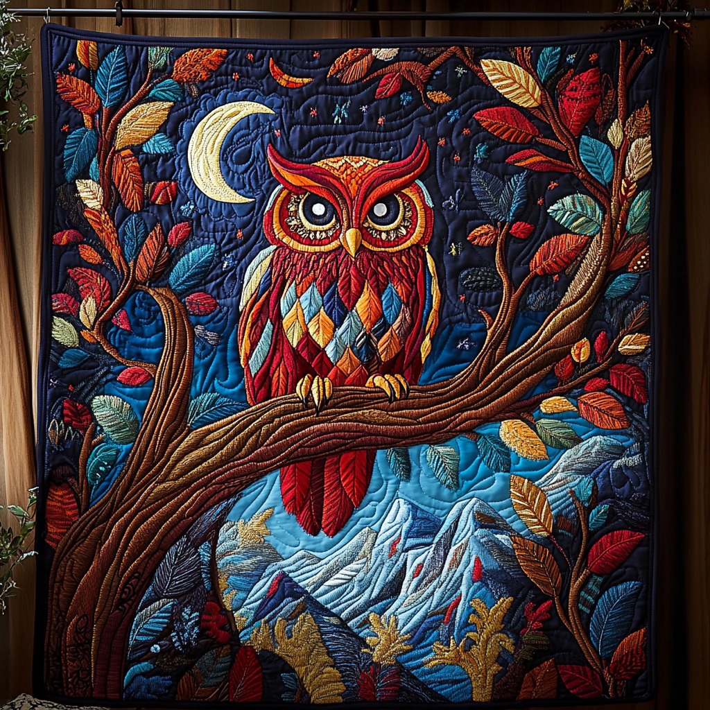 Owl Paradise Quilted Blanket Cute Colorful Blanket Owl Gifts For Men Owl Paradise Quilted Blanket Cute Colorful Blanket Owl Gifts For Men