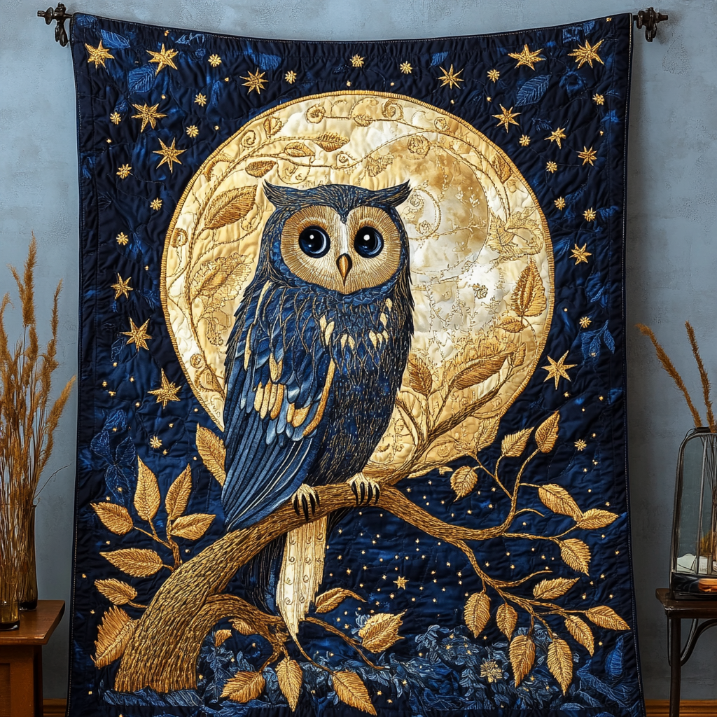 Owl Reflection Quilted Blanket Cute Colorful Blanket Owl Gifts For Him Her Owl Reflection Quilted Blanket Cute Colorful Blanket Owl Gifts For Him Her