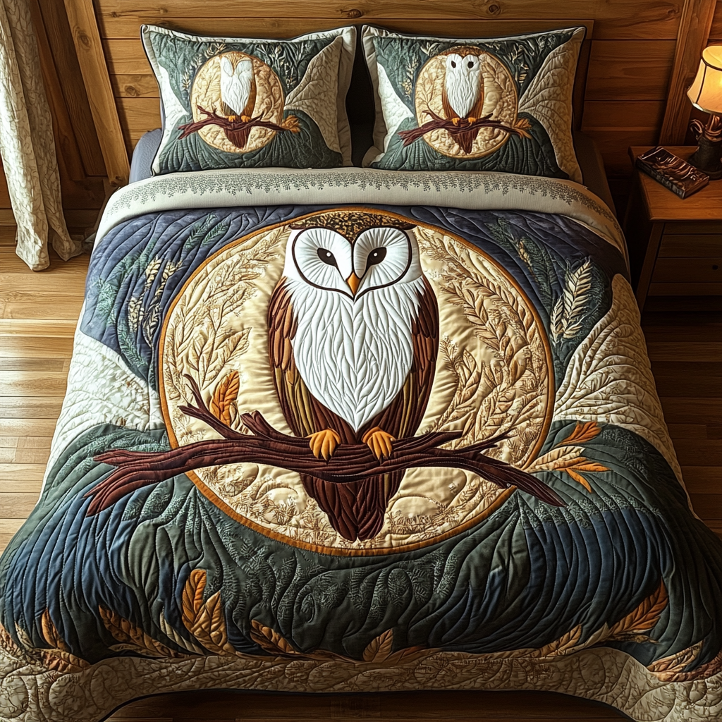 Owl Silence Quilted Bedding Set Duvet Cover Merch Owl Presents For Her Owl Silence Quilted Bedding Set Duvet Cover Merch Owl Presents For Her