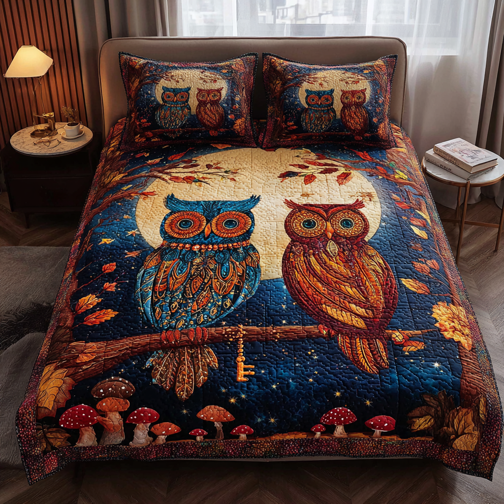 Owl Spirit Quilted Bedding Set Duvet Cover Bed Sheet Set Best Gifts For Owl Lovers Owl Spirit Quilted Bedding Set Duvet Cover Bed Sheet Set Best Gifts For Owl Lovers